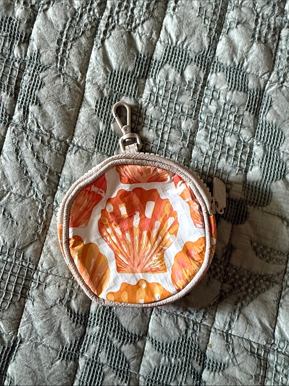 ALOHA Collection Orange Shell-Print Coin Pouch Keychain -